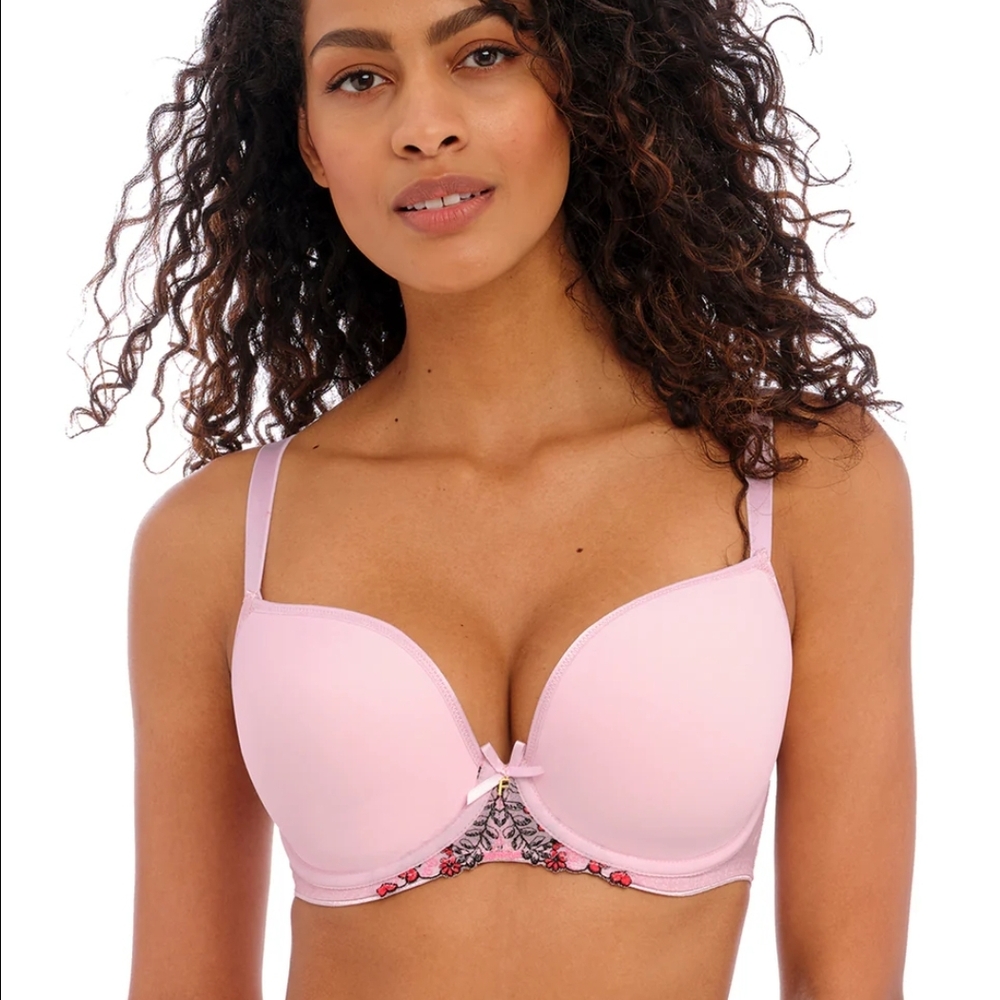 Light Pink Women's Push-Up Bra with Embroidered Accent